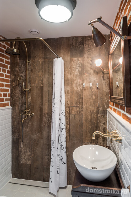 Этно стиль ванной комнаты с натуральными отделочными материалами