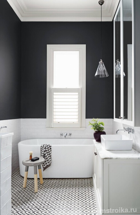 Благородный интерьер ванной комнаты в стиле минимализм