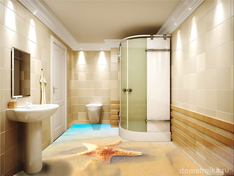 3D эффект позволяет превратить ванную комнату в арт объект