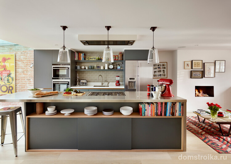 Кухонный гарнитур с серым фасадом