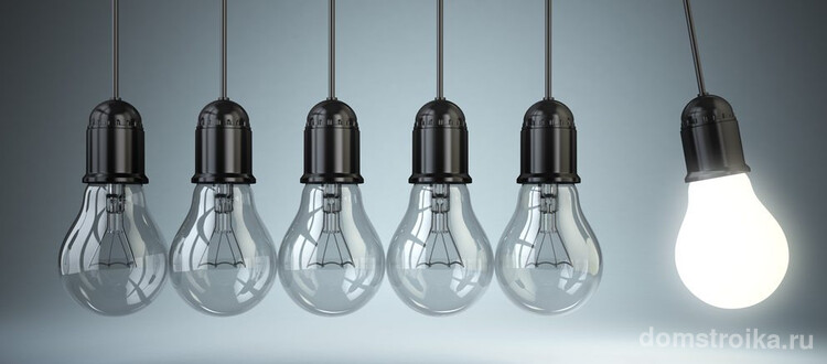 Светодиодные светильники помогут сэкономить до 85% энергии, потребляемой лампами накаливания