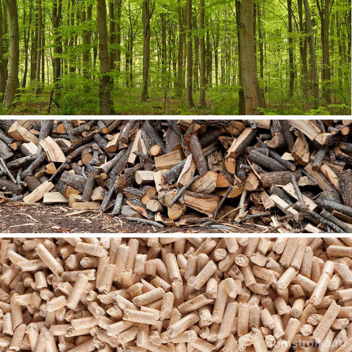 Ненужные деревянные щепки используют при изготовлении древесных гранул