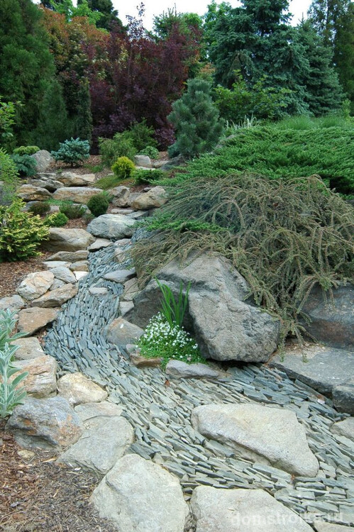 сухой ручей иллюзия настоящего ручья за счет необычно выложенных камней