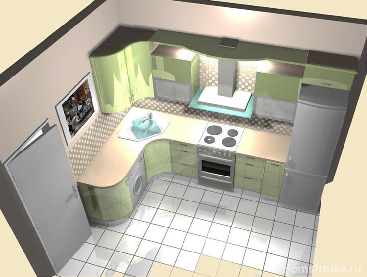 3D модель кухни на 8 кв. м.