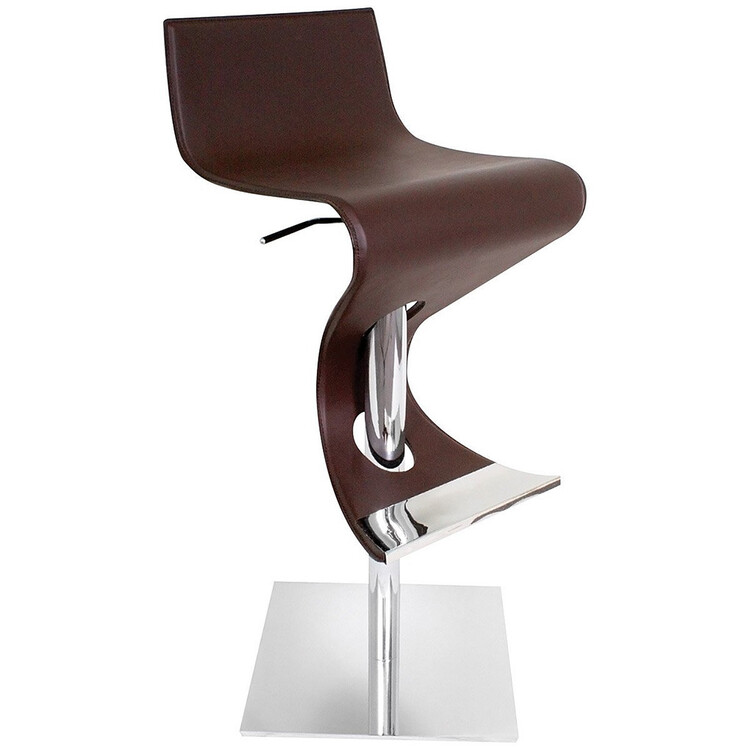 Кожаный барный стул с короткой спинкой в стиле модерн