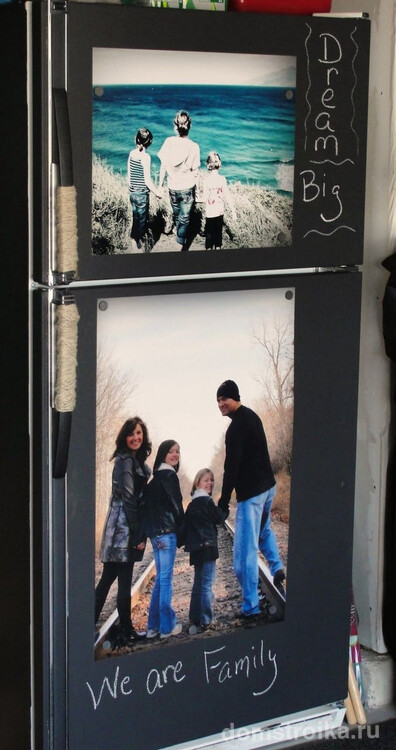 Также вы можете распечатать семейные фотографии на специальной бумаге-самоклейке, создав свой уникальный дизайн холодильника