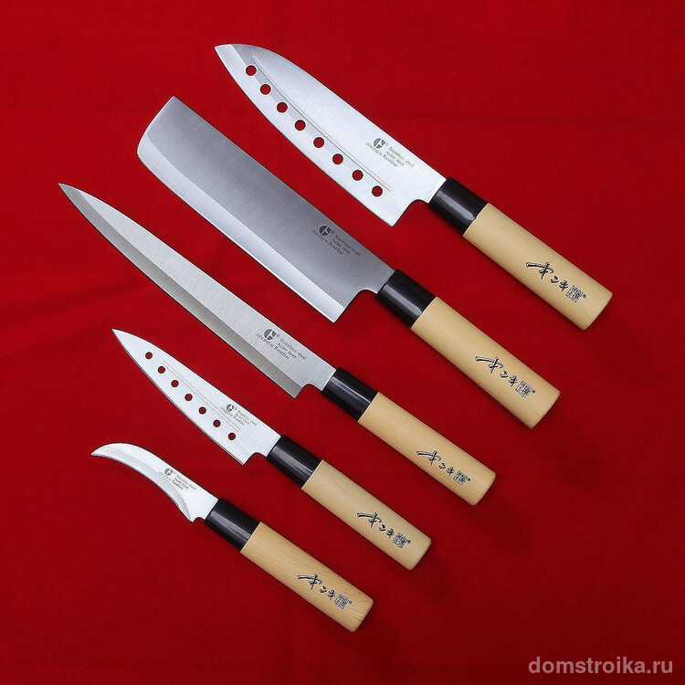 Набор японских кухонных ножей с односторонней заточкой для приготовления сашими