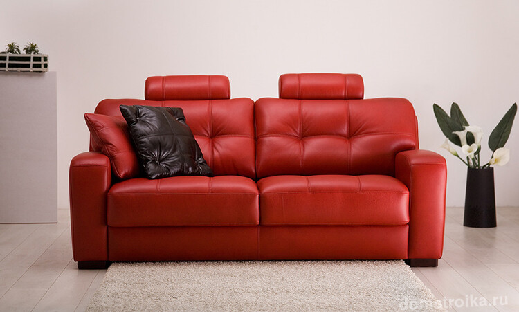 Прямой диван "Бристоль" из натуральной кожи