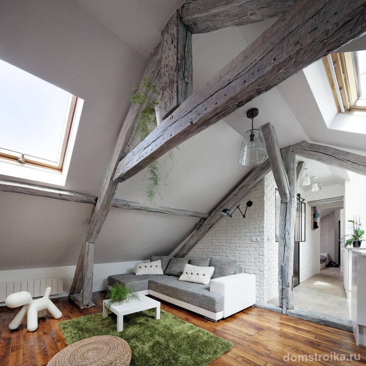 Угловой диван Амстердам подойдет для зоны отдыха на чердаке и сделает обстановку более уютной