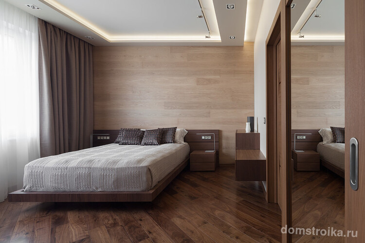 Традиционная спальня с двумя видами ламината