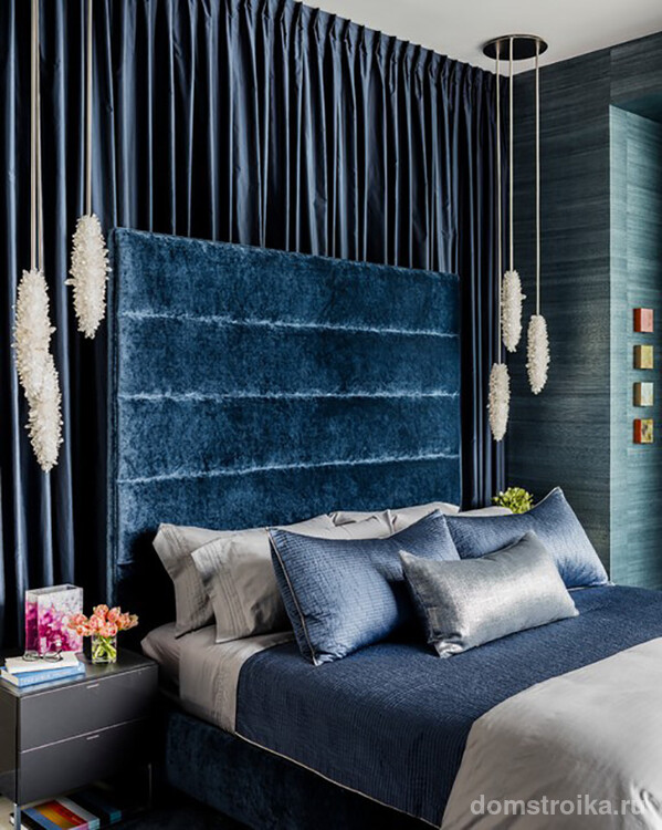 Спальня в синем цвете: отделка спальни в синем цвете разных оттенков