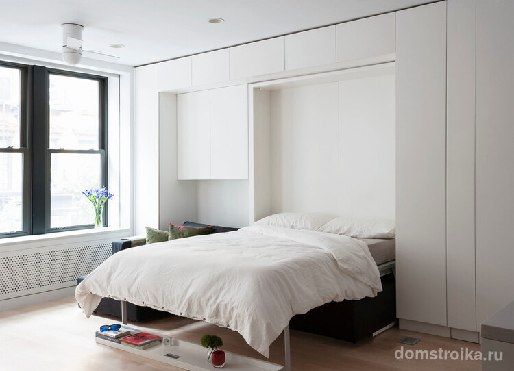 Спальня 9 кв. м: дизайн, фото: при помощи мебели - трансформер мы приобретаем возможность свободно перемещаться по небольшой комнате