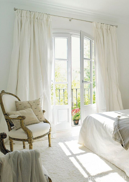 Дизайн штор для спальни из белой хлопковой ткани