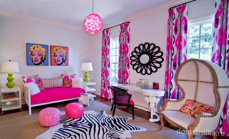 Великолепный дизайн комнаты для девочек в стиле поп-арт