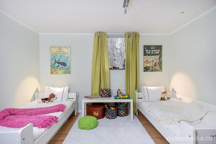 Детская комната для брата и сестры без цветового разграничения