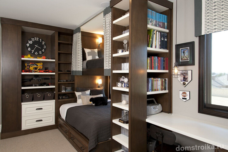 Компактное, удобное и необычное решение для комнаты двух подростков