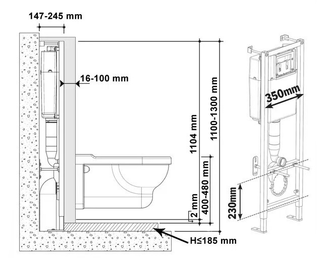 Фото схемы установки подвесного унитаза с сиденьем микролифт