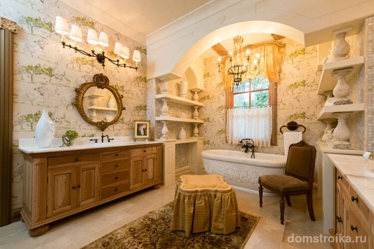 Ванная комната в стиле прованс: с помощью красивых элементов декора интерьер может стать просто неотразимым