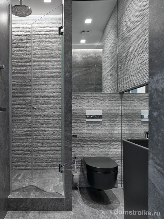 Шикарный дизайн ванной комнаты в серых тонах