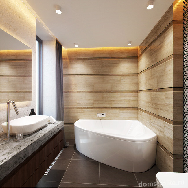 Дизайн маленькой ванной комнаты в стиле модерн