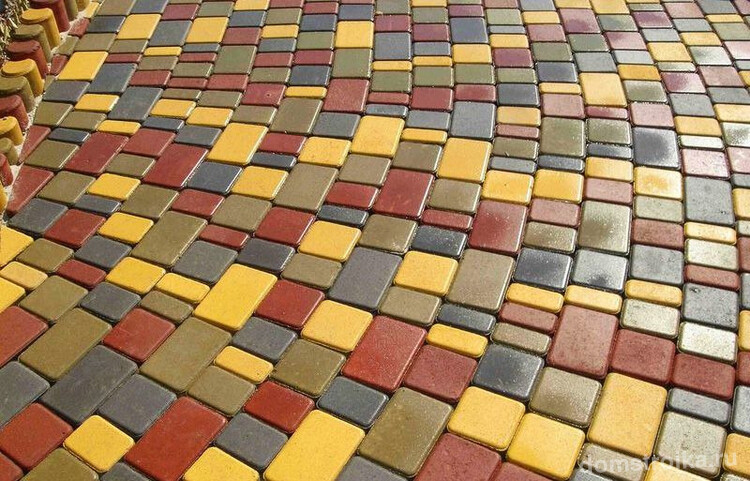 Разноцветная вибропрессованная тротуарная плитка