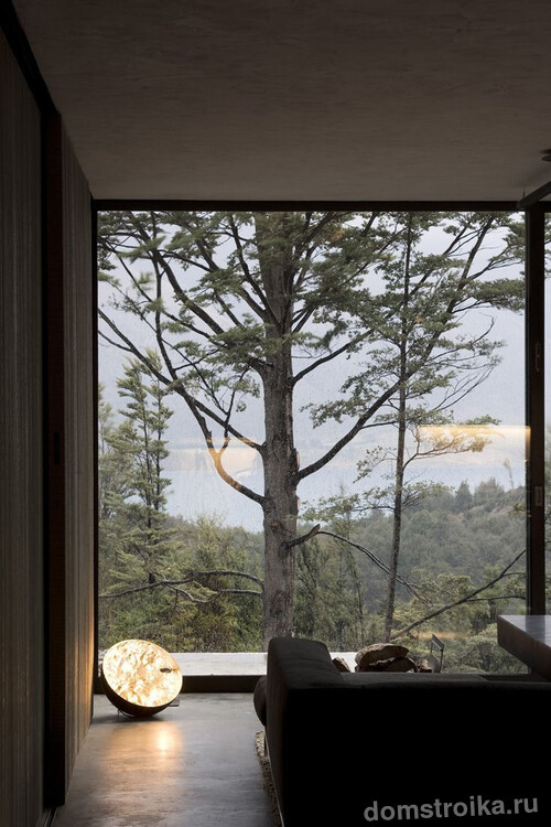 Панорамный вид из дома с остеклением