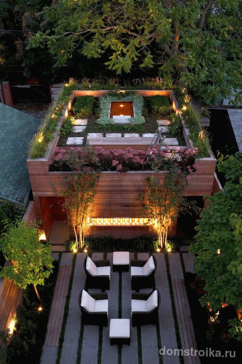 Декоративный сад на плоской крыше