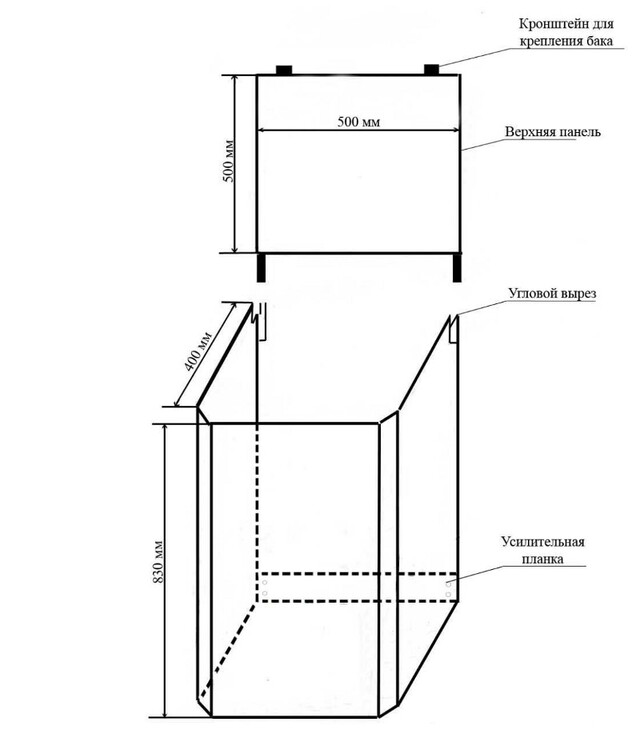Схема постройки тумбы для дачного умывальника