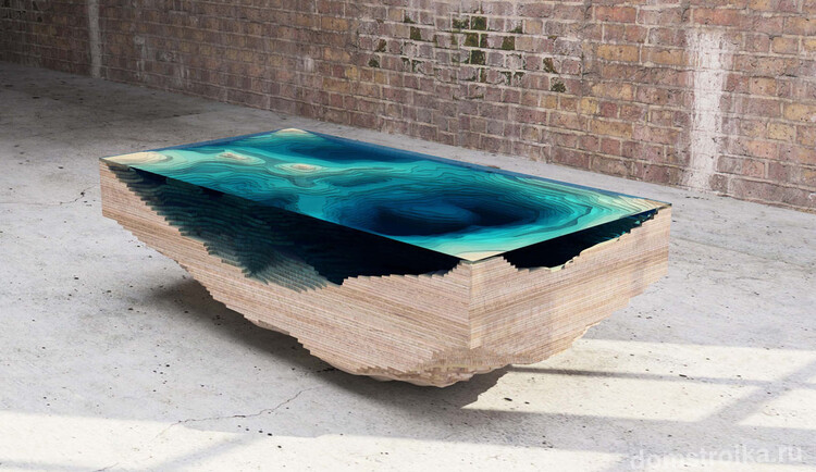 Дизайнерский стол "Бездна", имитирующий топографию океанического дна