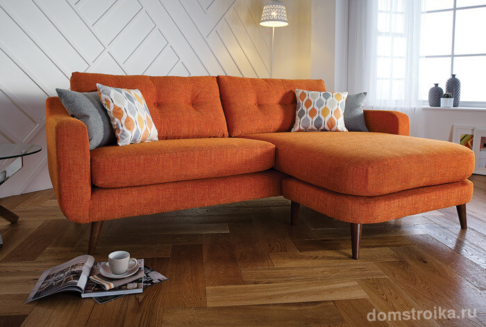 Мягкий диван Лиссабон оранжевого цвета