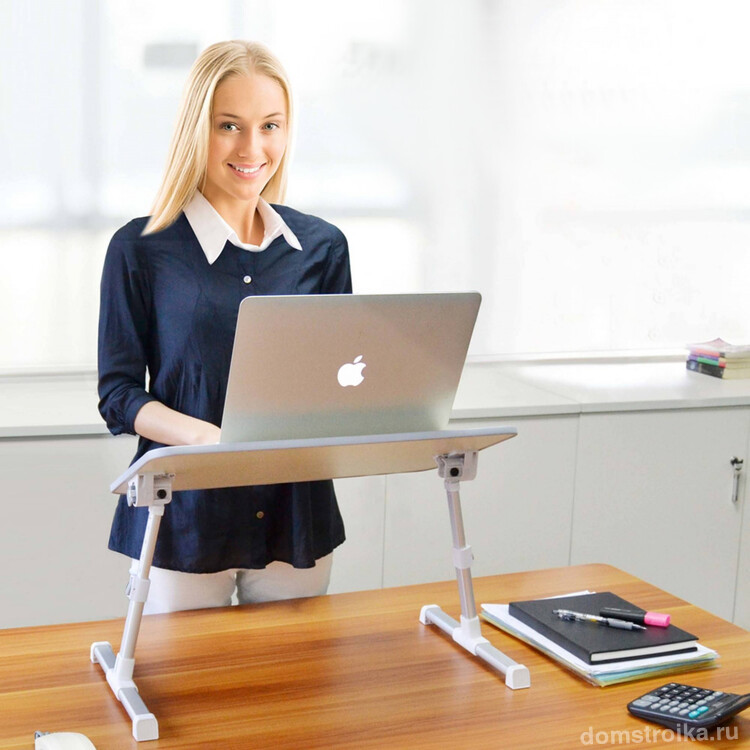 Складной столик-трансформер для ноутбука: Классический столик для ноутбука может стать частью рабочего места. Он позволит работать стоя