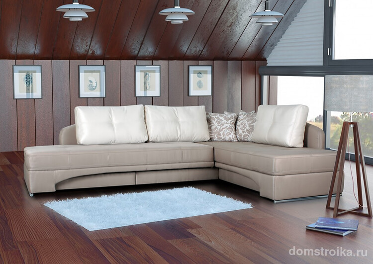 Поворотный диван занимает немного места в комнате, особенно, если его расположить в углу