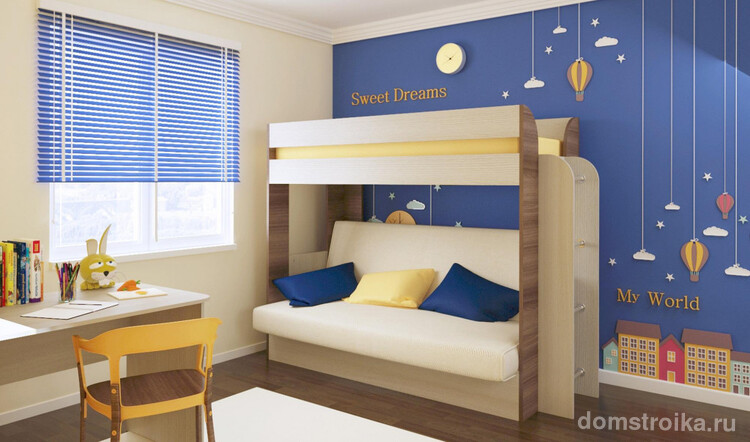 Дизайнеры создали практические модели двухъярусных кроватей с диваном внизу, которые впишутся в интерьер детской комнаты