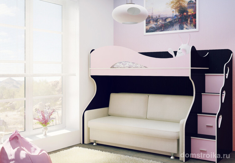 Двухъярусная кровать с диваном внизу от фирмы Bambini