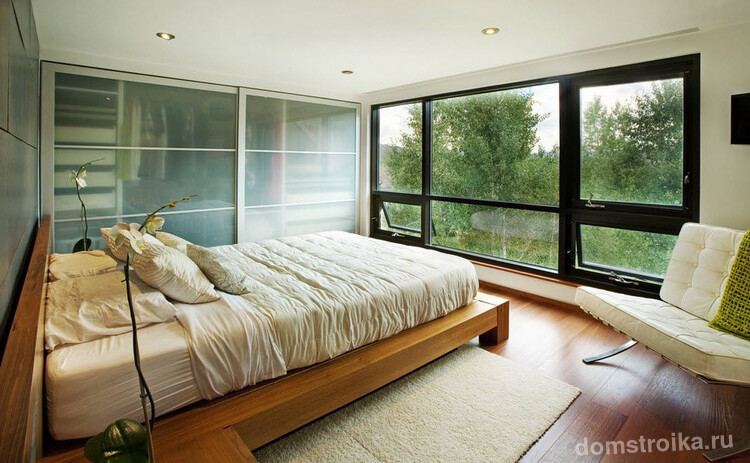 Мебель в спальне стиля модерн имеет более изящные очертания