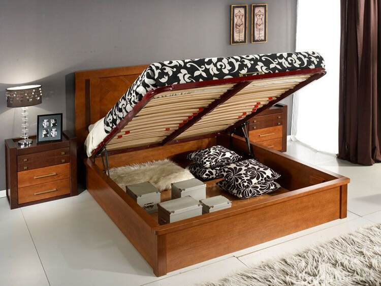 Изящная кровать с вместительным коробом для белья и подъемным механизмом