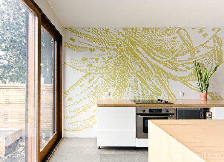 Рисунок-мозаика на кухне загородного дома