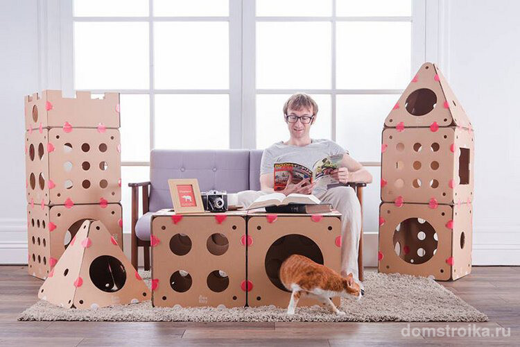Дизайнерское решение – BoxKitty. Модульный апартамент для кошки из картона