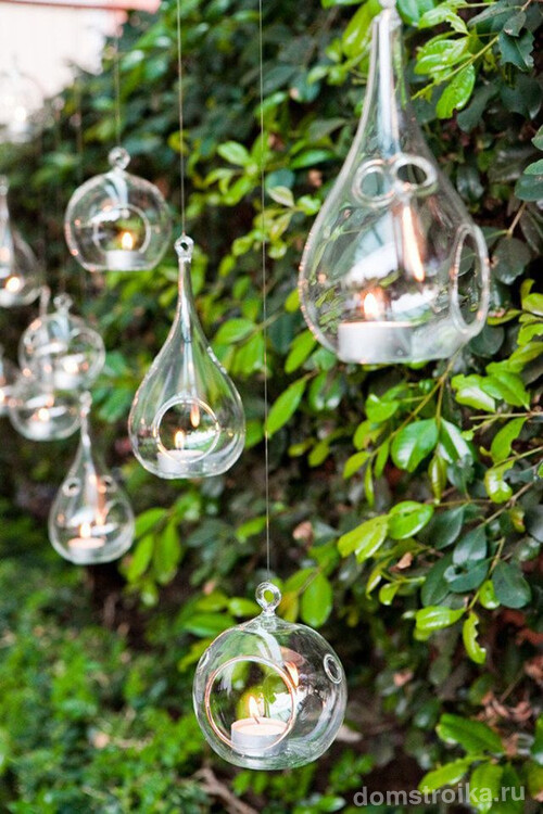 Подвесные стеклянные колбы с отверстиями для украшения сада свечами