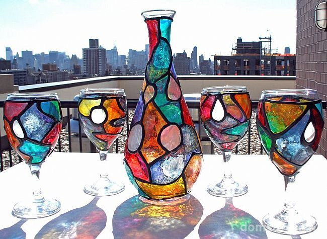Оригинальный набор кувшина с бокалами в ярких красках