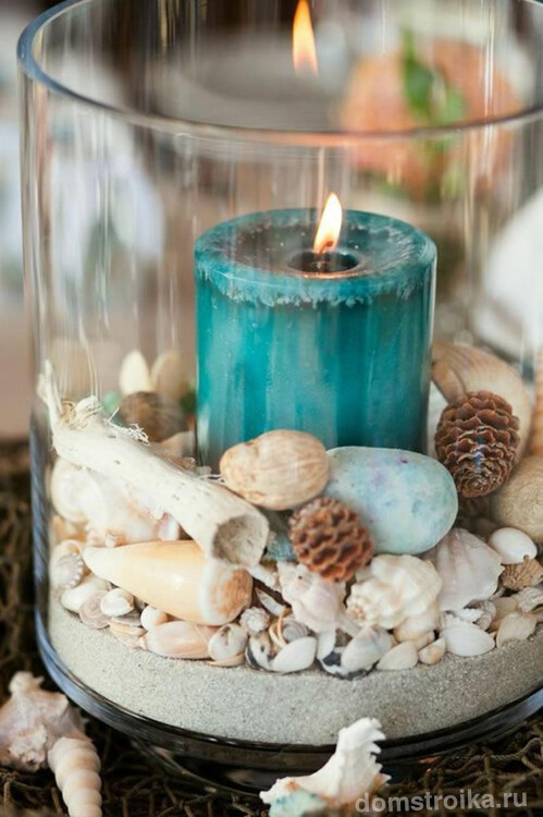 Декор свечи в морской тематике