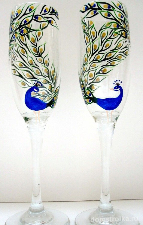 Художественная роспись бокалов для шампанского
