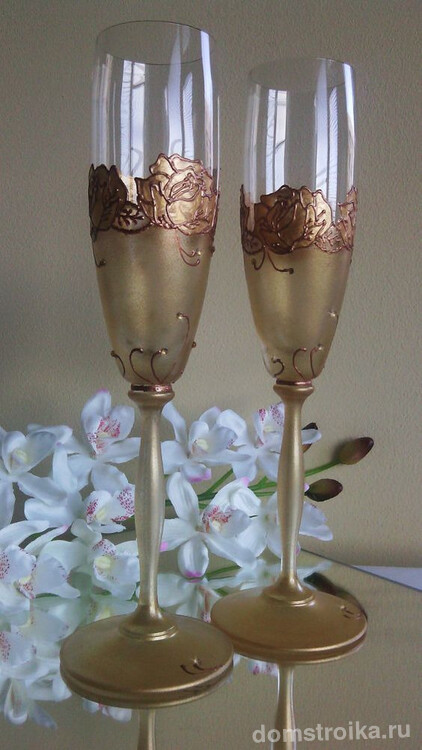 Пример украшения бокалов для шампанского Bohemia