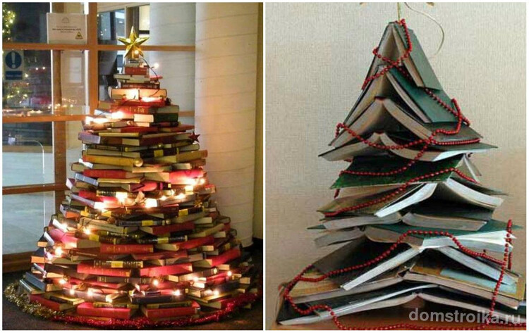 Новогодние елки из книг и блокнотов