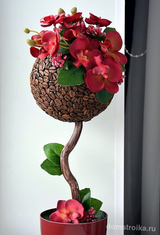 Женственный яркий цветочный декор кофейного дерева - отличный подарок подруге-любительнице кофе