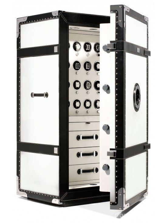 Черно-белый сейф, стилизованный под чемодан