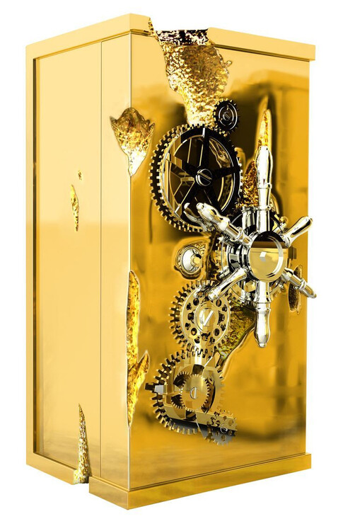Роскошный сейф "под золото" для интерьера стиля лакшери